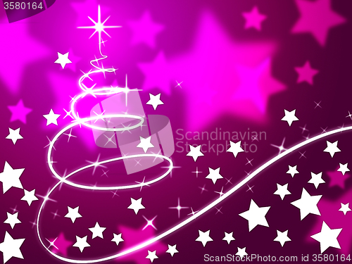 Image of Purple Christmas Tree Background Means Holiday Season And Stars\r
