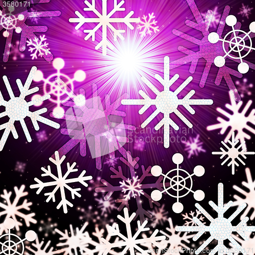 Image of Snowflake Background Means Snowing Sun And Winter\r