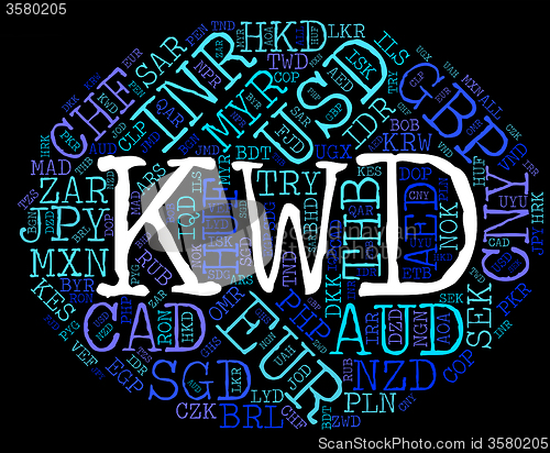 Image of Kwd Currency Shows Exchange Rate And Dinars