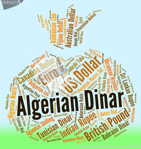Image of Algerian Dinar Means Foreign Currency And Currencies