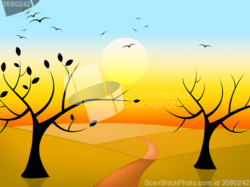 Image of Trees Sun Indicates Birds In Flight And Branch