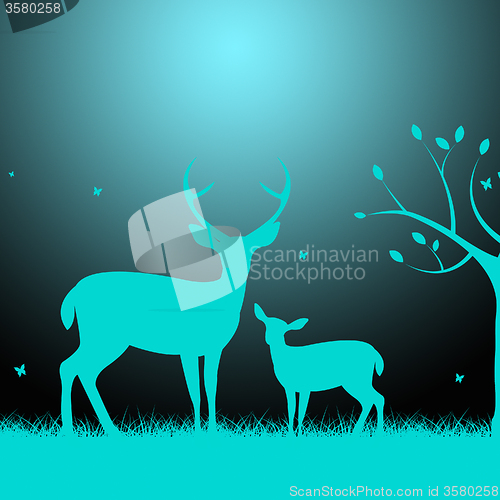 Image of Deer Wildlife Indicates Night Time And Darkness