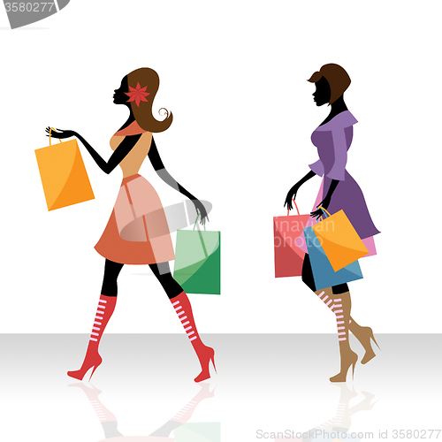 Image of Women Shopping Indicates Retail Sales And Adult