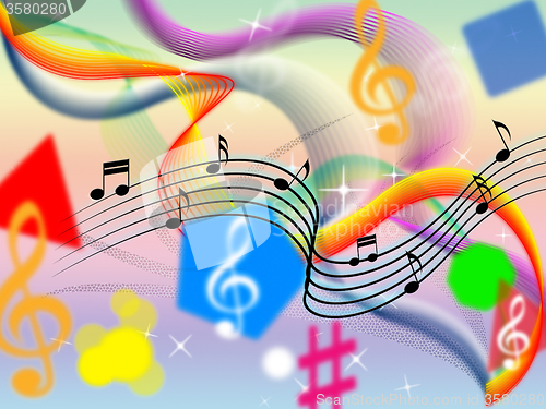 Image of Music Background Means Classical Pop And Colorful Ribbons\r