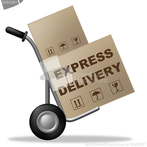 Image of Express Delivery Represents Fast Track And Container