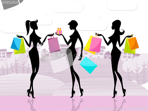 Image of Shopper Women Shows Commercial Activity And Adults