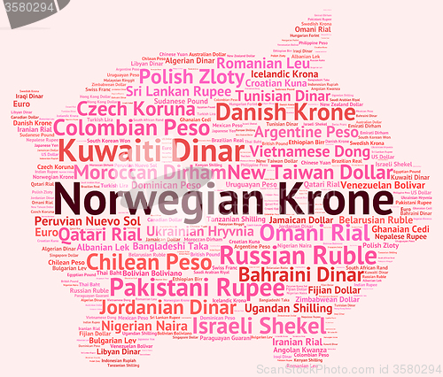 Image of Norwegian Krone Indicates Worldwide Trading And Exchange