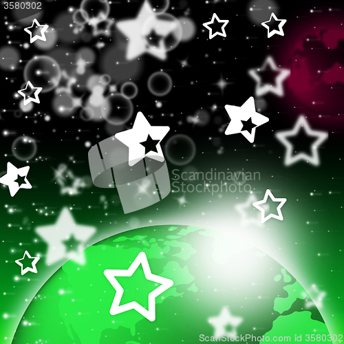 Image of Green Planet Background Shows Stars And Celestial Bodies\r