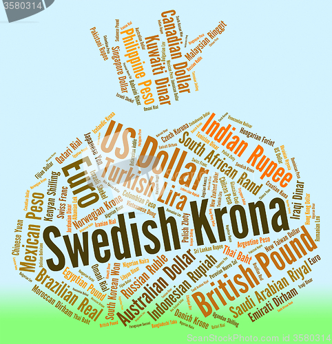 Image of Swedish Krona Indicates Foreign Exchange And Coinage