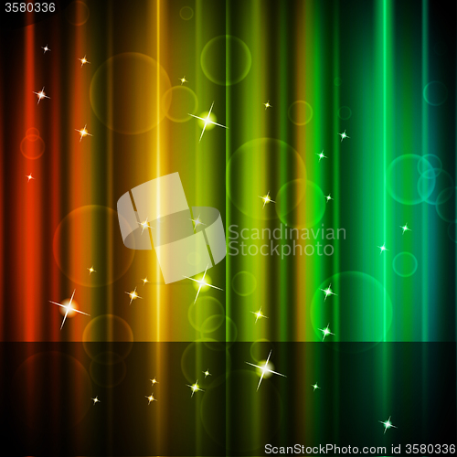Image of Multicolored Curtains Background Shows Stars And Bubbles\r