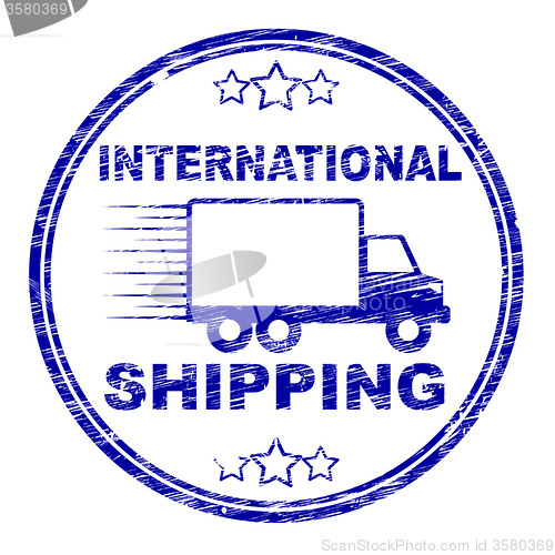 Image of International Shipping Stamp Indicates Across The Globe And Countries