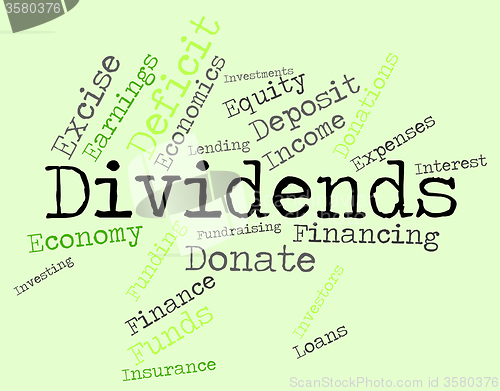 Image of Dividends Word Shows Stock Market And Revenues
