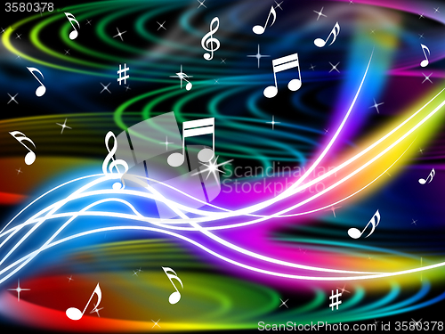Image of Music Swirls Background Shows Flourescent Musical And Tune\r