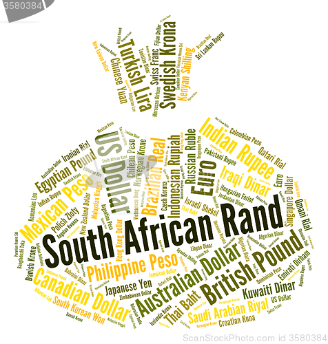 Image of South African Rand Indicates Exchange Rate And Coinage