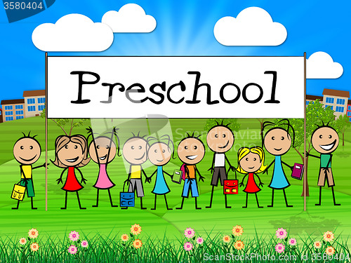 Image of Preschool Kids Banner Represents Childrens Toddlers And Childhoo