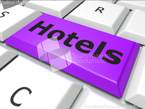 Image of Hotel Online Means World Wide Web And Holiday