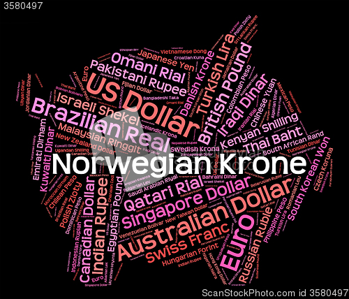 Image of Norwegian Krone Means Currency Exchange And Coinage