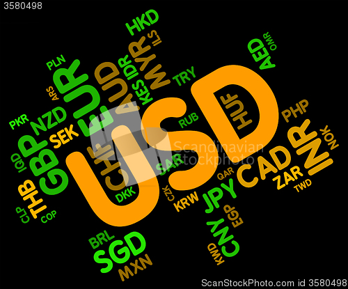 Image of Usd Currency Indicates United States Dollar And Currencies