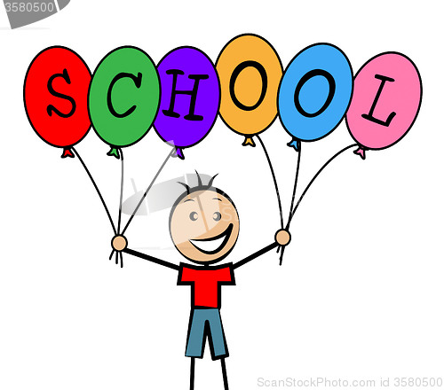 Image of School Balloons Indicates Son Educating And Educate