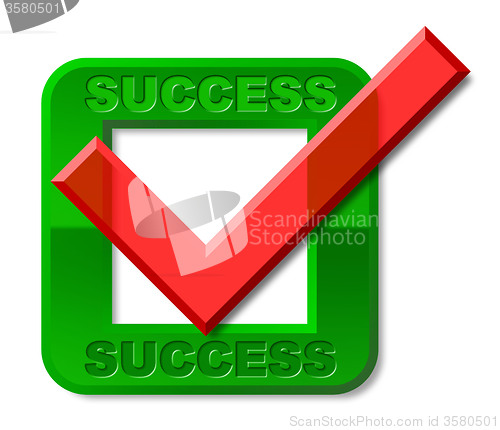 Image of Success Tick Indicates Triumph Prevail And Victors