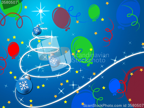 Image of Blue Christmas Tree Background Shows December Holidays And Ballo