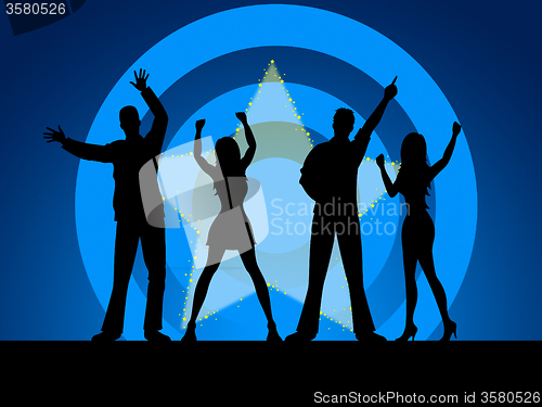 Image of People Disco Indicates Silhouettes Friends And Outline