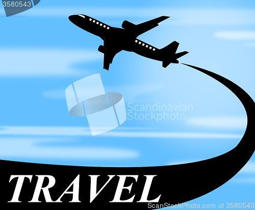 Image of Travel Plane Means Touring Journey And Voyage