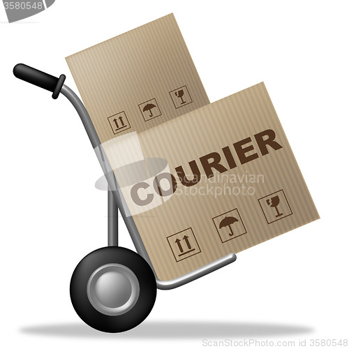 Image of Courier Package Represents Shipping Box And Parcel