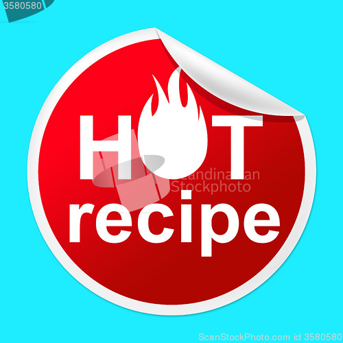 Image of Hot Recipe Sticker Means Prepare Food And Book