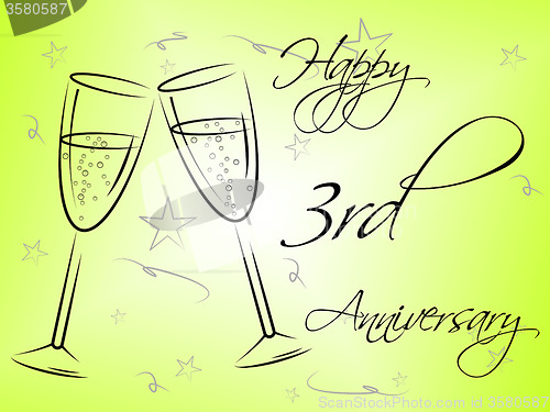 Image of Happy Third Anniversary Indicates Romantic Salutation And Joy