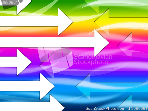 Image of Multicolored Arrows Background Shows Colorful And Direction\r