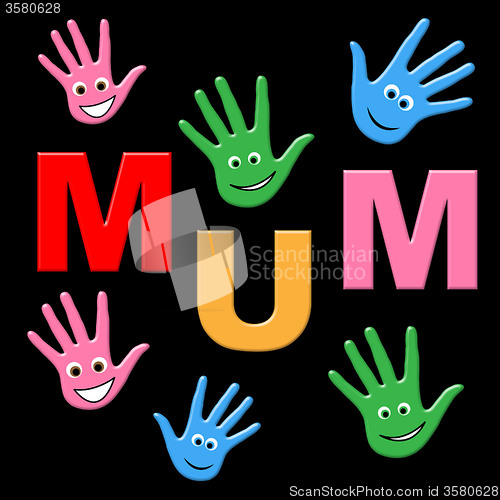 Image of Handprints Mum Shows Mommy Ma And Human