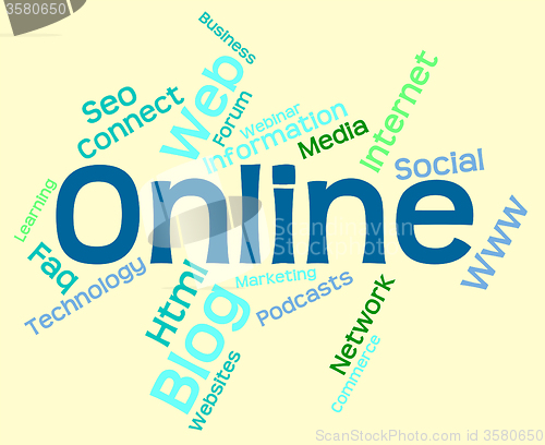 Image of Online Word Means World Wide Web And Internet