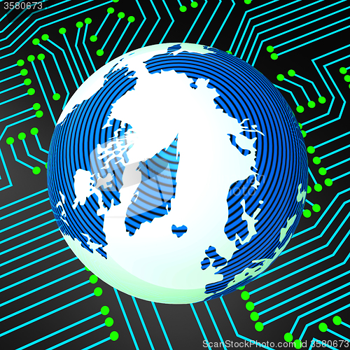 Image of Circuit Board Means Worldwide Electronics And Earth