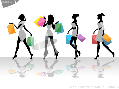 Image of Shopping Women Shows Retail Sales And Adult