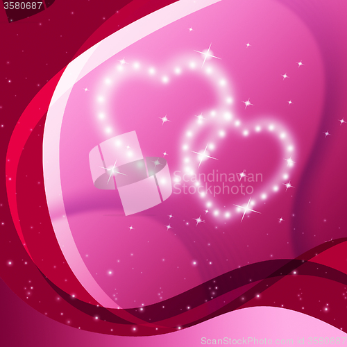 Image of Pink Hearts Background Means Valentine Desire And Partner\r