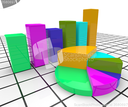 Image of Pie Chart Report Indicates Business Graph And Document