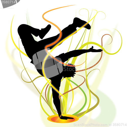 Image of Break Dancer Shows Disco Music And Breakdancing