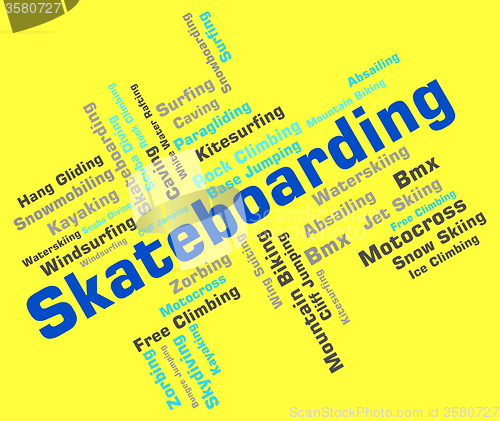 Image of Skateboarding Words Means Skating Boarder And Skateboarders