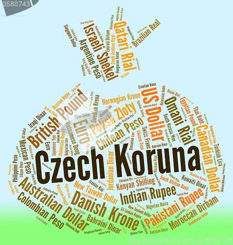 Image of Czech Koruna Means Foreign Currency And Banknotes