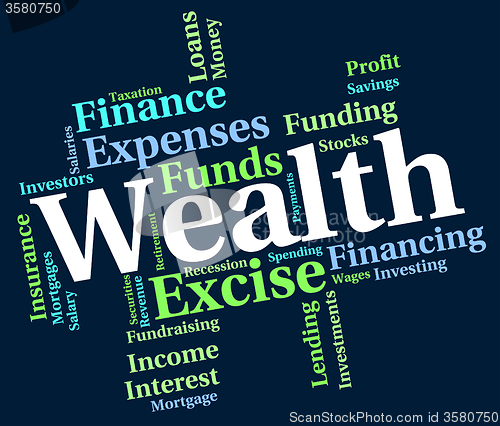 Image of Wealth Word Shows Text Words And Worth