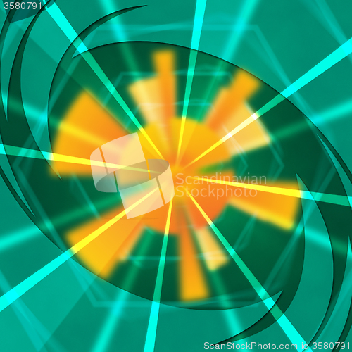 Image of Green Sun Background Shows Light Beams And Waves\r