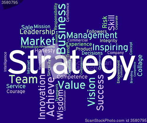 Image of Strategy Words Means Planning Solutions And Wordcloud