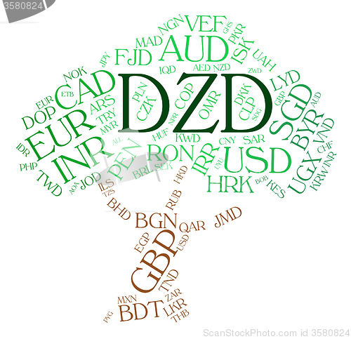 Image of Dzd Currency Means Foreign Exchange And Algerian
