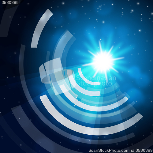 Image of Blue Sun Background Means Glowing And Radiating Waves\r