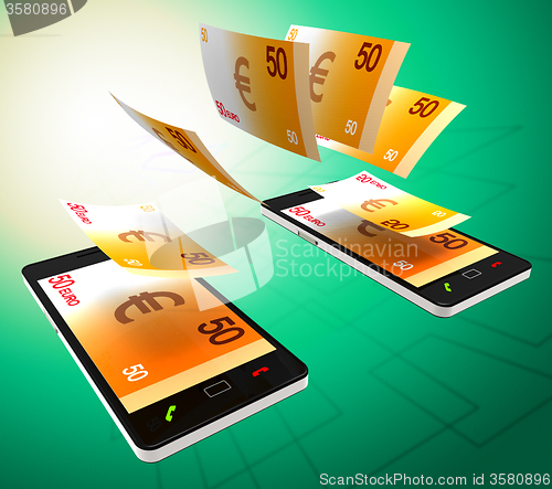 Image of Euros Transfer Represents Cellphone Money And Banking
