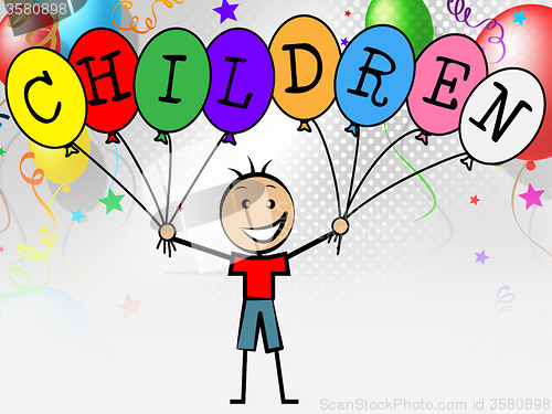 Image of Children Balloons Represents Son Kids And Boy