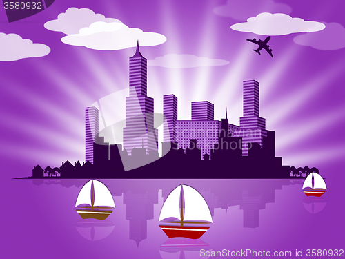 Image of Relax Background Shows Sail Yachting And Boats