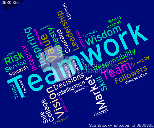 Image of Teamwork Words Indicates Unit Wordcloud And Group