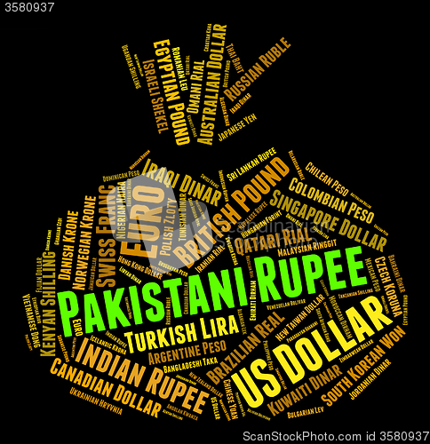 Image of Pakistani Rupee Shows Foreign Currency And Forex